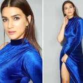Kriti Sanon makes a glamorous statement in blue velvet dress with thigh-high slit