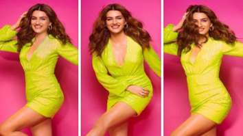 Kriti Sanon makes heads turn in a neon green short dress