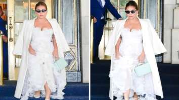 Lady Gaga looks sensational as she steps out in New York in white Giambattista Valli sheer gown