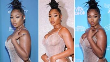 Megan Thee Stallion sets the internet ablaze in sheer crystal chain dress with waist-high slit for Sports Illustrated swimsuit launch
