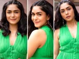 Mrunal Thakur dons dominant green colour for Toofan promotions, opts for pleated midi dress worth Rs. 35,020