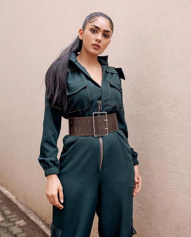 Mrunal Thakur steps out in forest green boiler suit worth Rs. 16,500 for Toofaan promotions