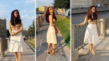 Qubool Hai actress Surbhi Jyoti dons beige top and white skater skirt during her vacation in Russia