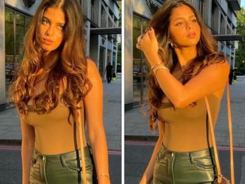 Suhana Khan pairs olive green halter top & leather pants with Louis Vuitton bag worth Rs. 2.3 lakh