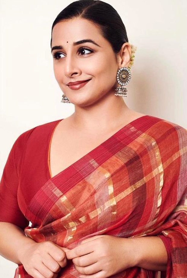 Vidya Balan keeps it stunning in checkered zari saree worth Rs. 23,797