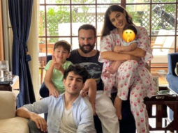 Sara Ali Khan poses with father Saif Ali Khan and brothers Ibrahim Ali Khan, Taimur Ali Khan, and Jeh Ali Khan as she celebrates Eid