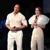 Dwayne Johnson, Emily Blunt, Philipp Maximilian attend the grand premiere of Disney's Jungle Cruise at Fantasyland theater