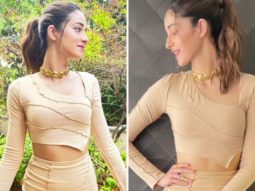 Ananya Panday gets the chic look right with nude coloured co-ord set and baby pink heels
