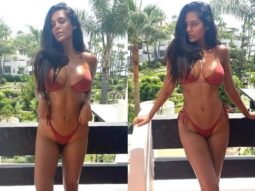 Esha Gupta is a sexy siren in sultry crimson brown bikini set