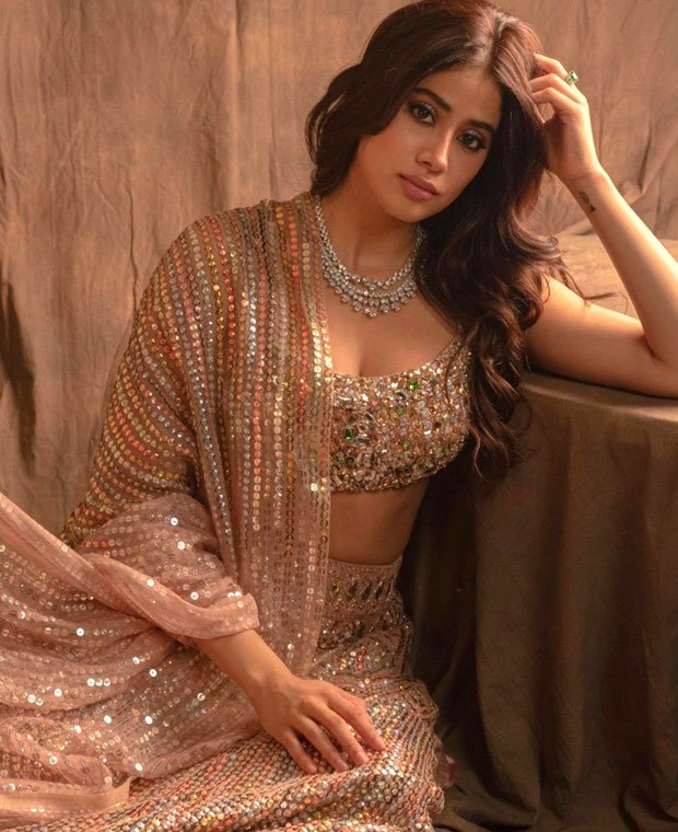 Janhvi Kapoor opts for a bronze embellished lehenga from Manish Malhotra for Rhea Kapoor’s wedding