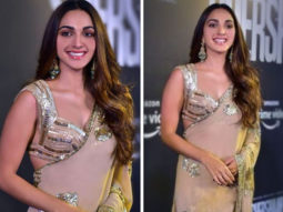 Kiara Advani makes heads turn in a beige gold saree by Manish Malhotra while promoting Shershaah