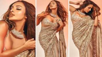 Malaika Arora does a sensuous photoshoot dressed in a golden sequin saree by Manish Malhotra