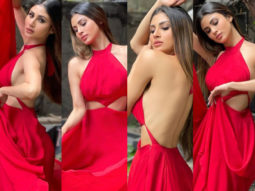 Mouni Roy looks ravishing in a fiery backless red dress
