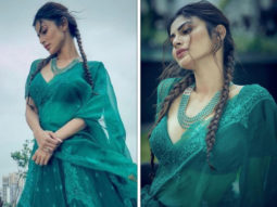 Mouni Roy makes heads turn in bottle green lehenga worth Rs. 2L by Torani