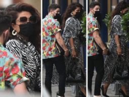 Priyanka Chopra Jonas looks stunning in a zebra printed midi dress as she steps out with Nick Jonas for a date in London