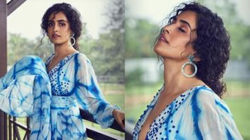 Sanya Malhotra looks beautiful in a blue and white dress for a cover shoot