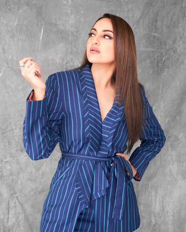 Sonakshi Sinha keeps it comfy for Bhuj: The Pride Of India promotions in a navy blue striped pantsuit