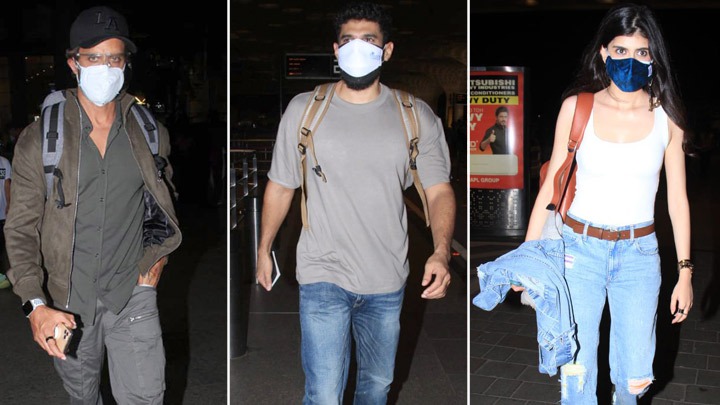 Spotted – Hrithik Roshan, Aditya Roy Kapur and Sanjana Sanghi at Airport