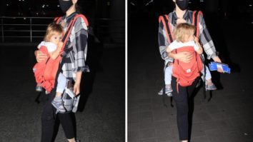 Kalki Koechlin sports a casual look as she arrives at the airport with her daughter Sappho