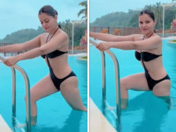 Rubina Dilaik flaunts her curves in an all-black monokini as she takes a dip in the pool