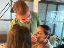 “My most favourite person in the whole wide world visited our set”, says Neha Dhupia as daughter Mehr accompanies her for a shoot