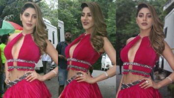 Bigg Boss OTT: Nikki Tamboli looks sexy in plunging neckline fuschia magenta neck crop top and ruffle skirt