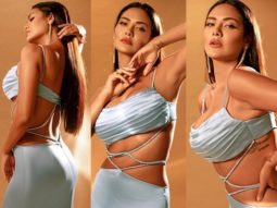 Esha Gupta follows midriff flossing trend in ice blue satin bodycon gown