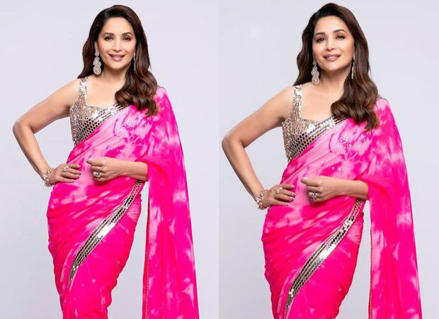 Madhuri Dixit is an absolute beauty in a bright pink tie dye saree with  mirror work details : Bollywood News - Bollywood Hungama