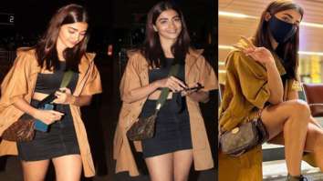 Pooja Hegde spotted at the airport dressed in an all-black set with a Louis Vuitton bag worth Rs. 1.57 lakh