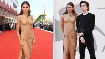 Venice International Film Festival: Zendaya makes heads turn in a nude leather Balmain gown along with the handsome Timothee Chalamet in a sequined outfit by Haider Ackermann