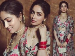 Yami Gautam looks mesmerising in a beautiful floral printed skirt and blouse styled with a matching coat