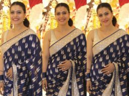 Kajol impresses in a royal blue Anita Dongre saree worth Rs  85,000 for Durga Ashtami celebrations