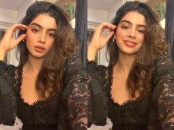 Khushi Kapoor stuns in a black lace balloon sleeve top and soft makeup