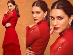Kriti Sanon dazzles in a fiery red palazzo suit worth Rs. 38,900 for the promotions of Hum Do Hamare Do