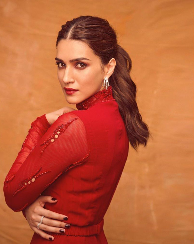 Kriti Sanon dazzles in a fiery red palazzo suit worth Rs. 38,900 for the promotions of Hum Do Hamare Do