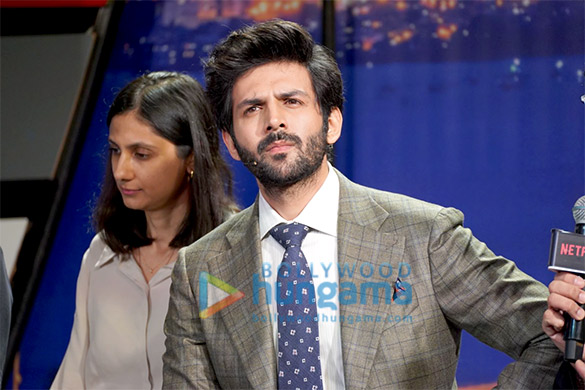 photos kartik aaryan snapped at the trailer launch of dhamaka 2