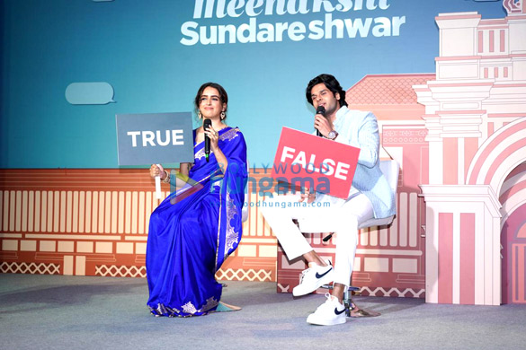 photos sanya malhotra and abhimanyu dassani snapped at the trailer launch of meenakshi sundareshwar 1