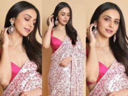Rakul Preet Singh looks all glam in a fuschia pink Manish Malhotra saree