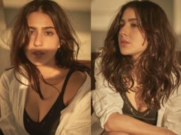 Sara Ali Khan looks pristine in a sexy black lace bodysuit styled with a white oversized shirt