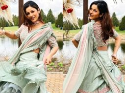 Shehnaaz Gill looks stunning in beautiful pastel green lehenga in throwback photos from sets of Honsla Rakh in Canada