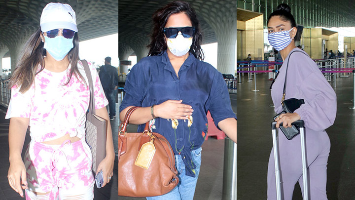 Spotted: Hina Khan, Richa Chaddha and Mrunal Thakur at Mumbai Airport