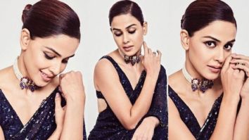 Genelia Deshmukh keeps it classic in a sequin black saree