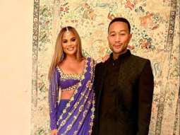 Chrissy Teigen sparkles on Diwali in a saree from Indian label Papa Don’t Preach for Priyanka Chopra’s party