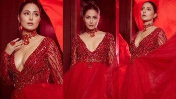 Hina Khan turns up the heat in red plunging neckline gown by Saisha Shinde Hina Khan turns up the heat in red plunging neckline gown by Saisha Shinde