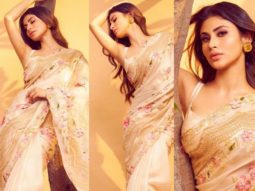 Mouni Roy enjoys in the festive season in a gorgeous beige floral saree