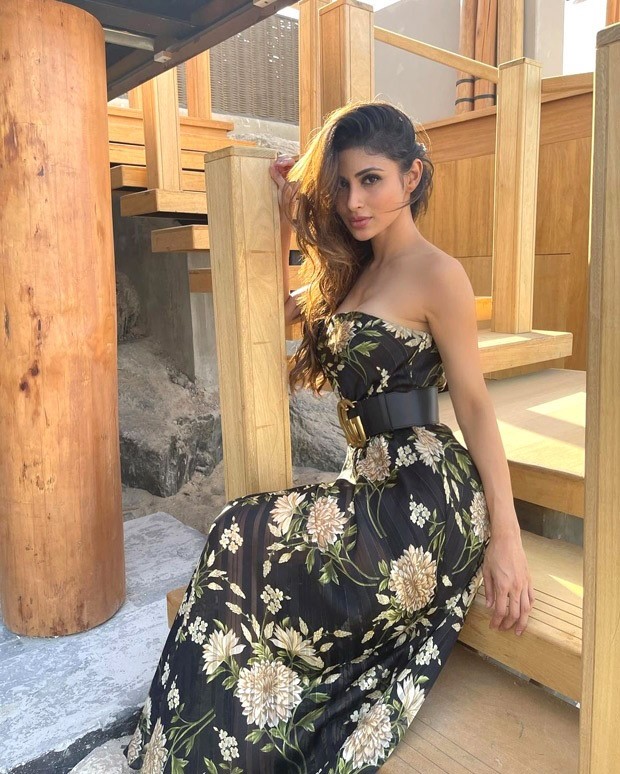 Mouni Roy looks breathtaking in a black floral dress in Dubai