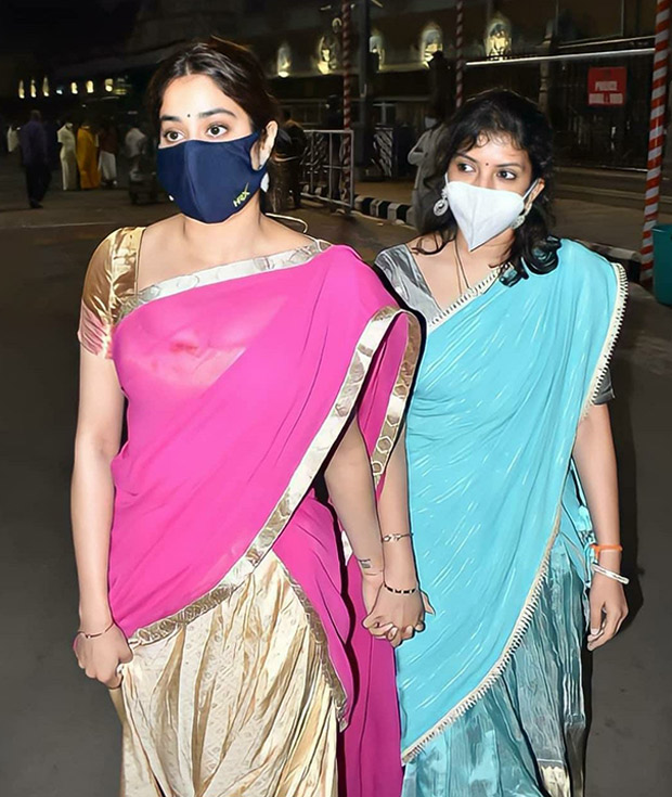 Janhvi Kapoor visits Tirupati to seek blessings, opts for traditional South Indian half-saree