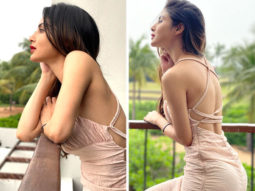 Mouni Roy looks alluring in peach bodycon dress with bold criss-cross back