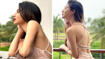 Mouni Roy looks alluring in peach bodycon dress with bold criss-cross back