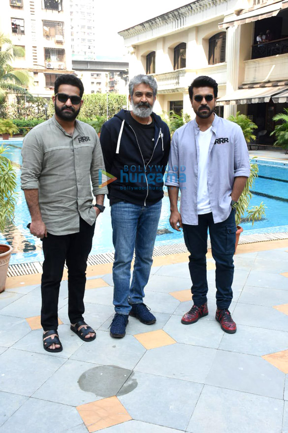 Photos: Jr NTR, Ram Charan and S.S Rajamouli spotted promoting RRR in Mumbai Photos: Jr NTR, Ram Charan and S.S Rajamouli spotted promoting RRR in Mumbai